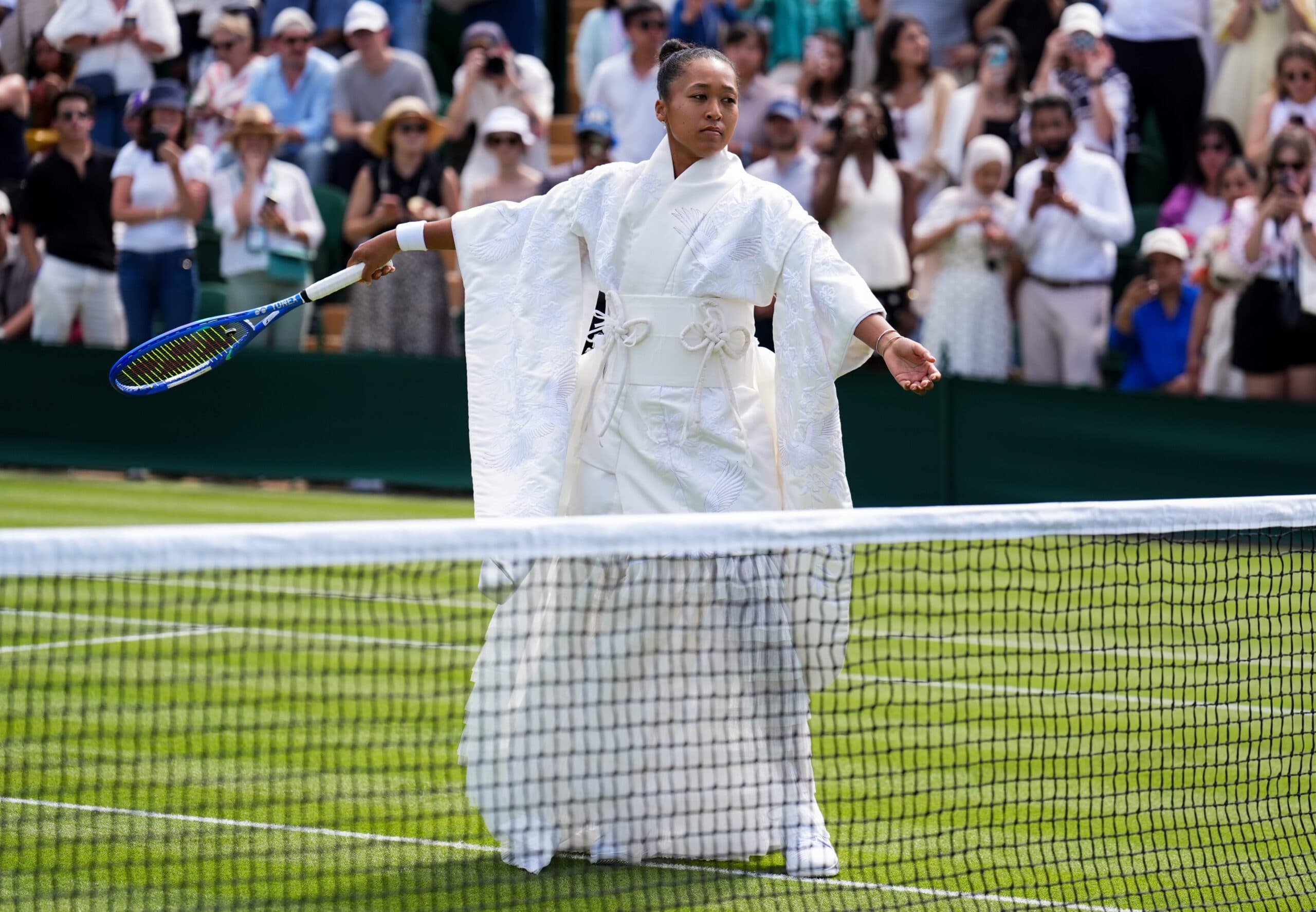 Naomi Osaka Stands Out in All-White Kimono-Inspired Wimbledon Dress